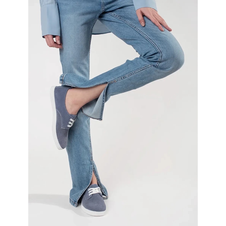 Goodin Sneaker Openwork blu fatte in pelle naturale 2