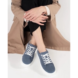Goodin Sneaker in pelle blu su una suola spessa 1