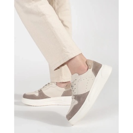 Goodin Sneakers in pelle beige sulla piattaforma 2