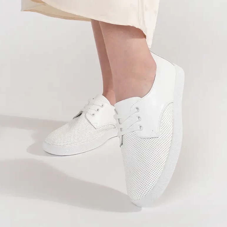 Goodin Sneaker bianche openwork fatte in pelle naturale bianco 1