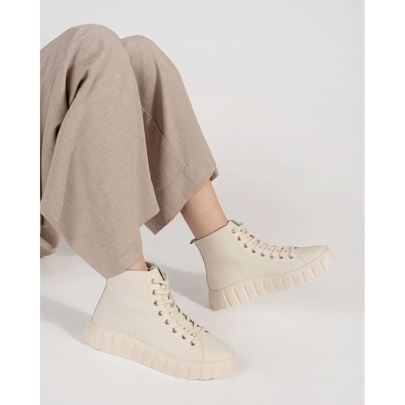 Goodin Luce alta -Beige Sneaker femminili sulla piattaforma 1