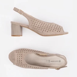 Goodin Sandali openwork beige su un post basso 1