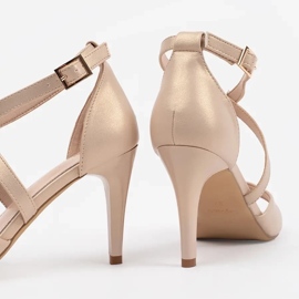 Sandali femminili sui tacchi di Sergio Leone Pearl beige 2