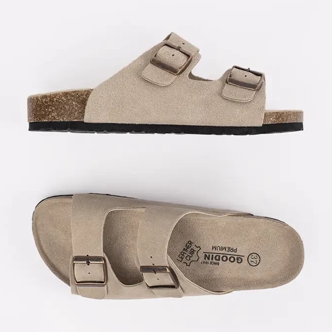 Goodin Flip di cuoio da donna Flip beige 1