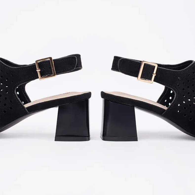 Goodin Sandali neri in pelle scamosciata in pelle scamosciata nero 1