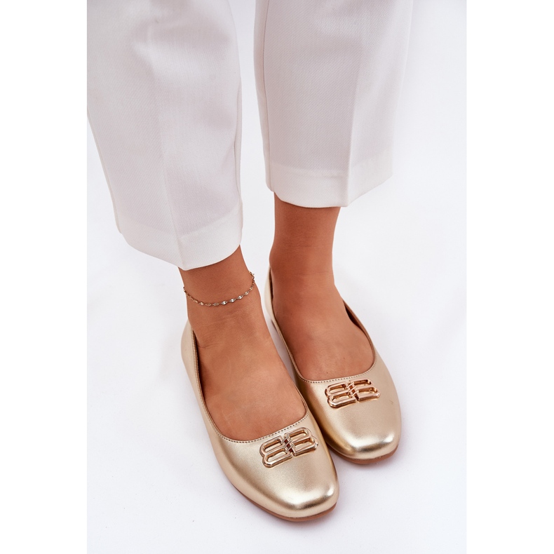 Eleganti ballerine femminili con un Vinceza PLN 62206 Golden d'oro 2