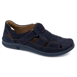 KOMODO Scarpe in pelle in velcro 937 blu navy 1