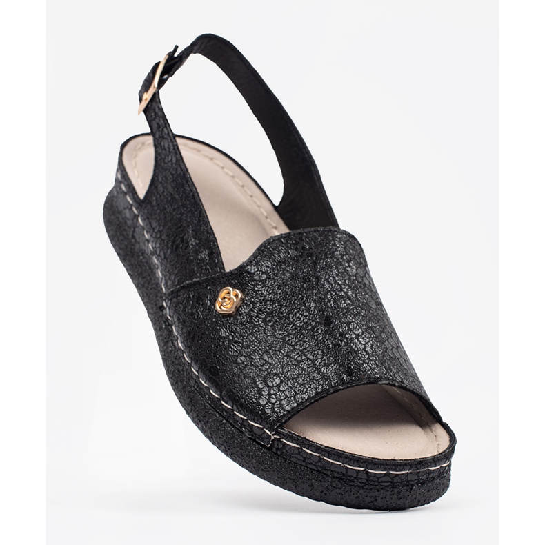 Goodin Sandali neri con sottopiede in pelle nero 2