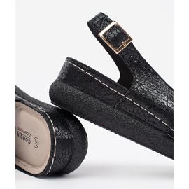 Goodin Sandali neri con sottopiede in pelle nero 1
