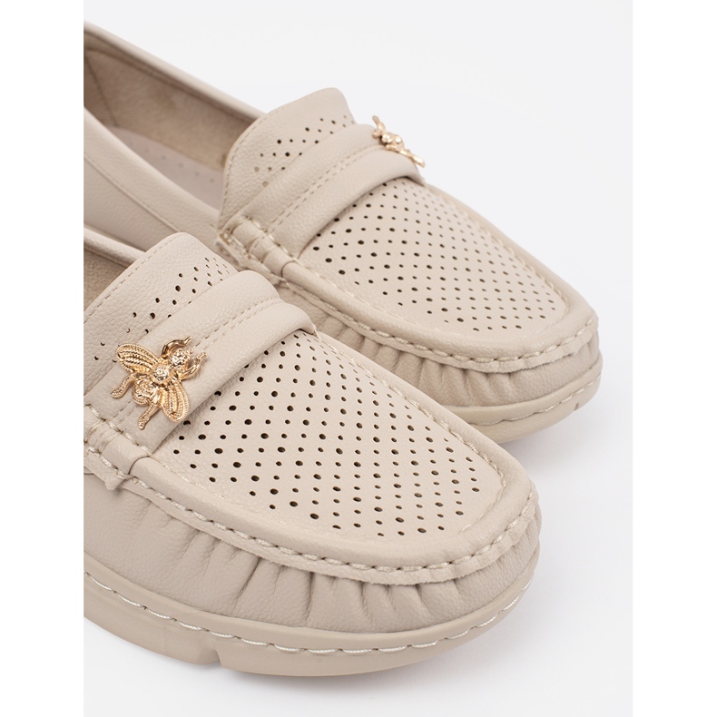 Goodin Mocassine di luce aperta beige con un pin 2