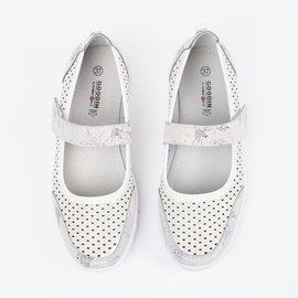 Goodin Ballerine sportive in pelle aperta bianca 2