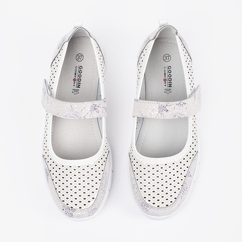 Goodin Ballerine sportive in pelle aperta bianca bianco 2