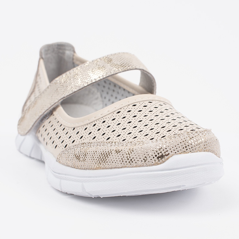 Goodin Ballerine sportive in pelle openuwork beige 1
