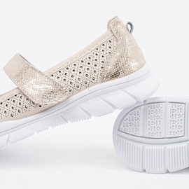 Goodin Ballerine sportive in pelle openuwork beige 2
