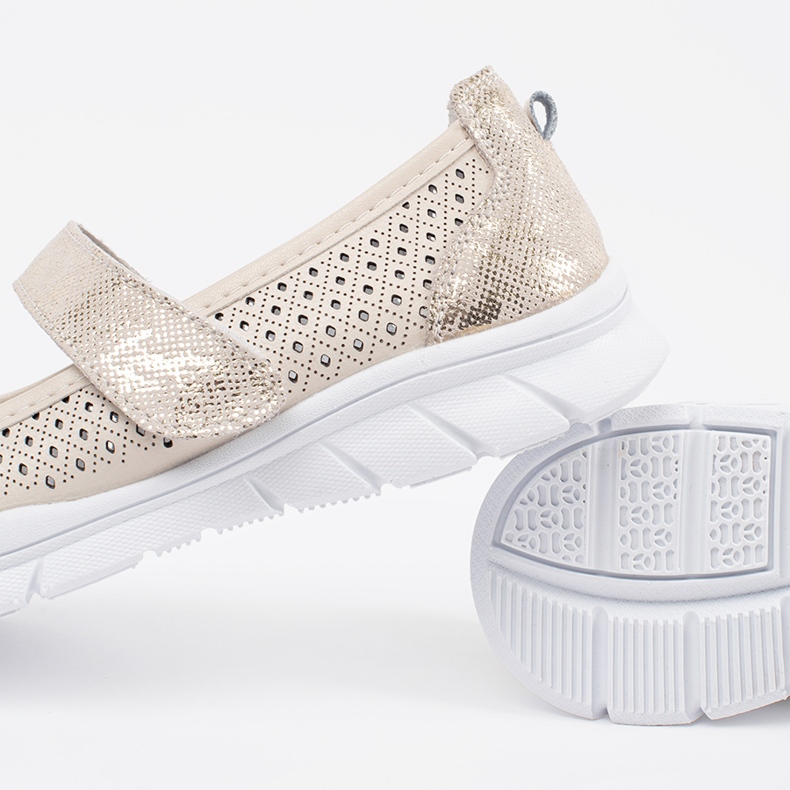 Goodin Ballerine sportive in pelle openuwork beige 2