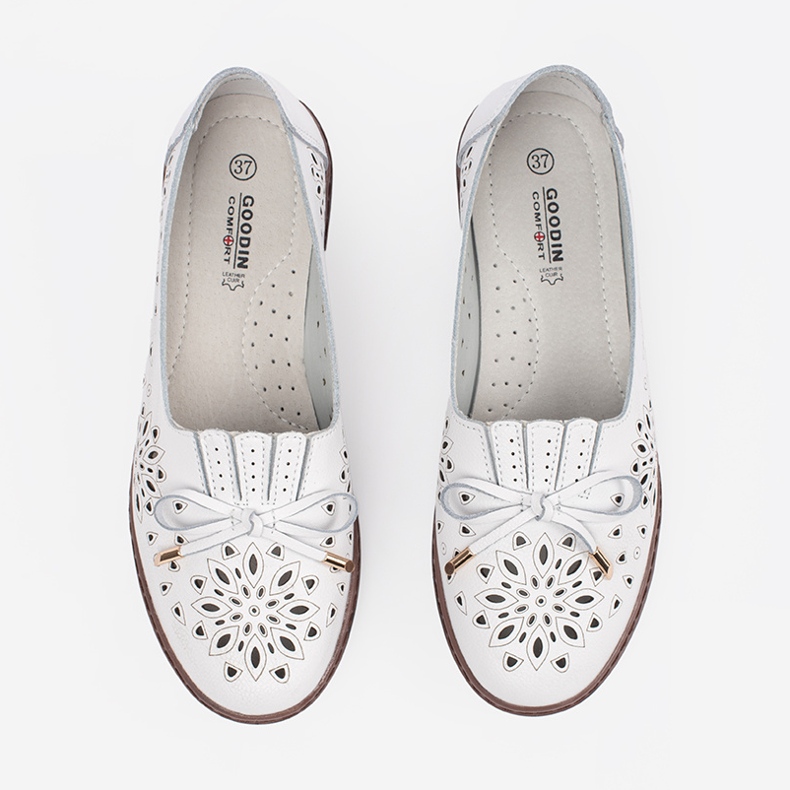 Goodin Scarpe da punzonatura bianca con un arco 1