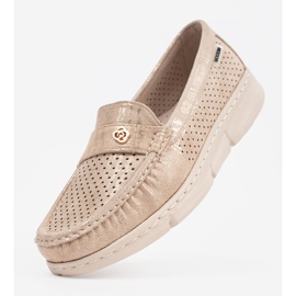 Goodin Mocassini openwork beige con un elemento dorato 1
