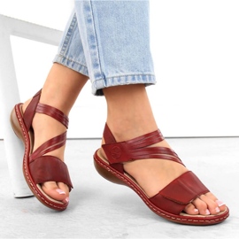 Comodi sandali in pelle Rieker W RKR685 rossi rosso 2