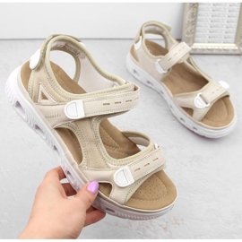 Comodi sandali con velcro Rieker W RKR691 beige 2