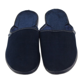 Pantofole in velluto a coste blu Befado 201Q033 5