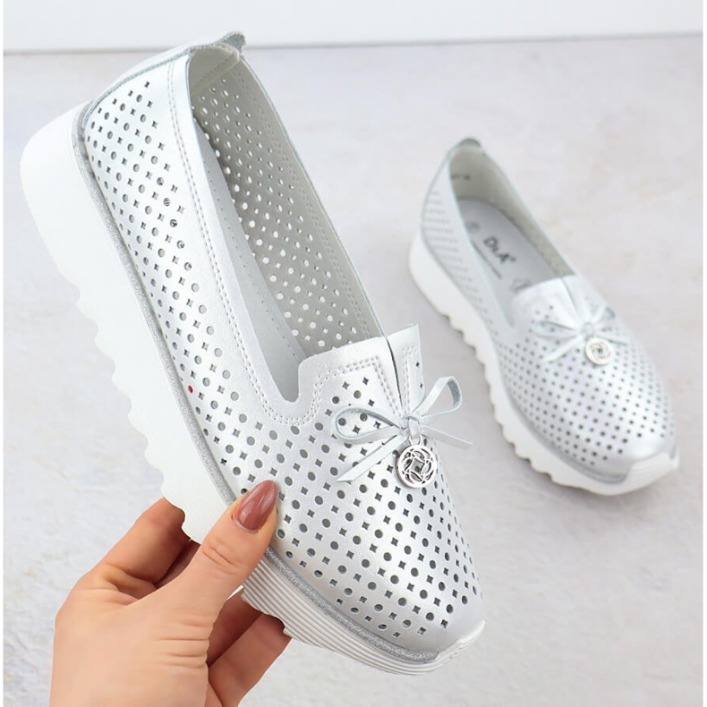 S. BARSKI Scarpe in pelle da donna Openwork Silver S.barski LR51-631 argento 1