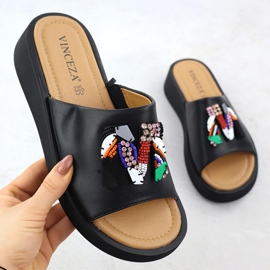 Flip in pelle femminile Flip con perle Black Vinceza 66623 nero 1
