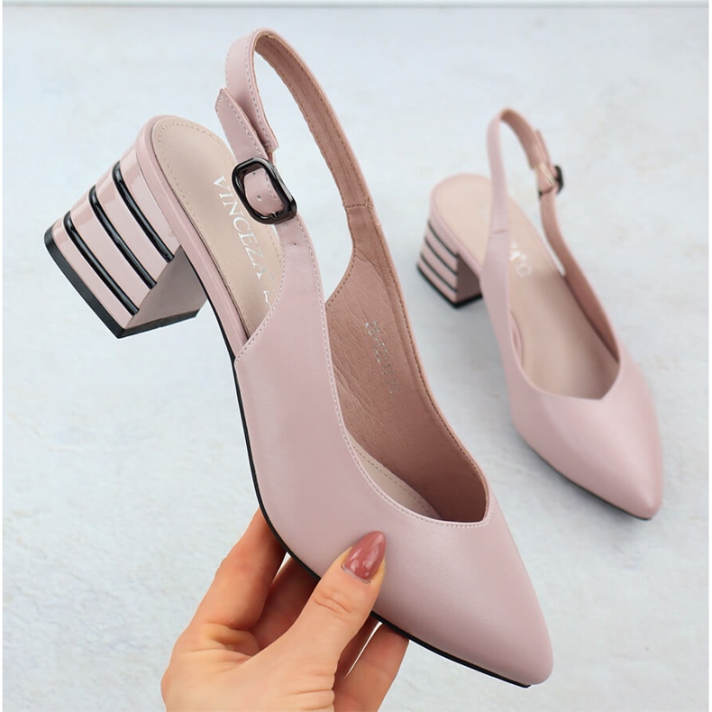 Pompe da donna su un tacco decorativo rosa Vinceza 62217 1
