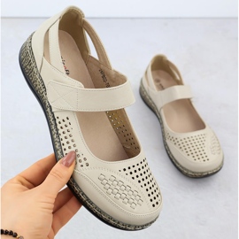 Unisoft Scarpe da donna con openwork beige unsoft 7026 1
