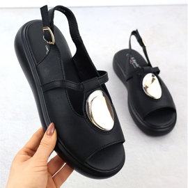 S.Barski Sandali in pelle femminile sulla piattaforma Czarne S. Barski GR51-603 nero 1