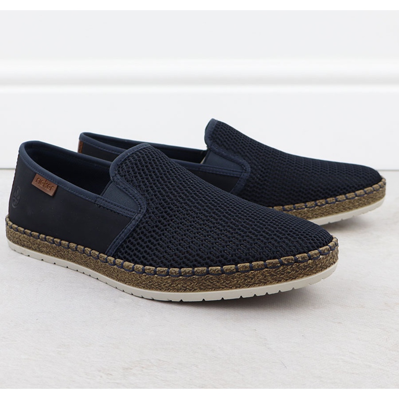Scarpe da uomo inserite espadrilles blu blu rieker b5265-14 1