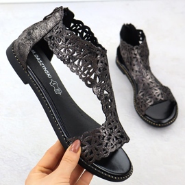 Sandali da donna Openwork Platinum Czarne M. Daszyński MR24148-2 nero 1