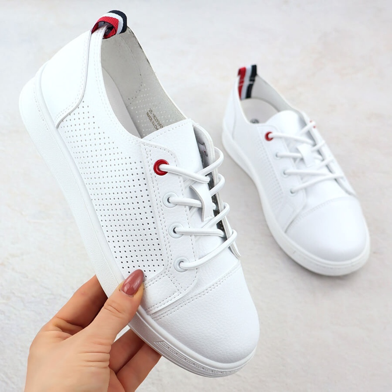 Sneaker scarpe sportive con ecologico openwork White Potocki Py1633 bianco 1