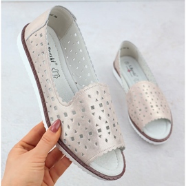 Scarpe in pelle da donna Openwork Open Openwork Beige S.Barski LR51-922 1