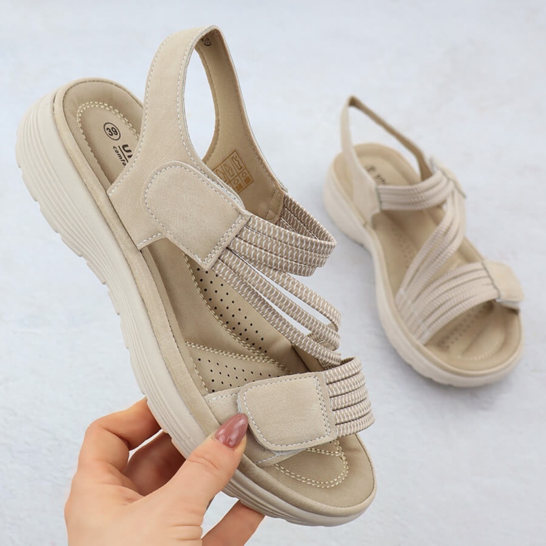 Unisoft Sandali da donna sulla piattaforma comoda beige unsoft 8875 1
