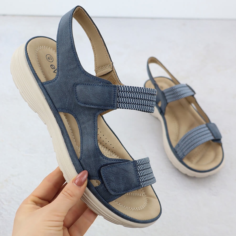 Sandali da donna sulla piattaforma comoda blu navy evento 8874 1