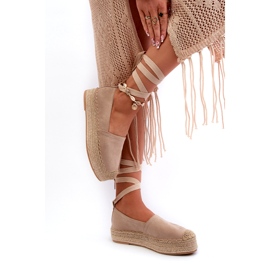 Bellucci Espadrillas Da Donna Allacciate Su Plateau Con Tailesse Beige Intrecciato 2