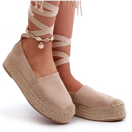 Bellucci Espadrillas Da Donna Allacciate Su Plateau Con Tailesse Beige Intrecciato 4