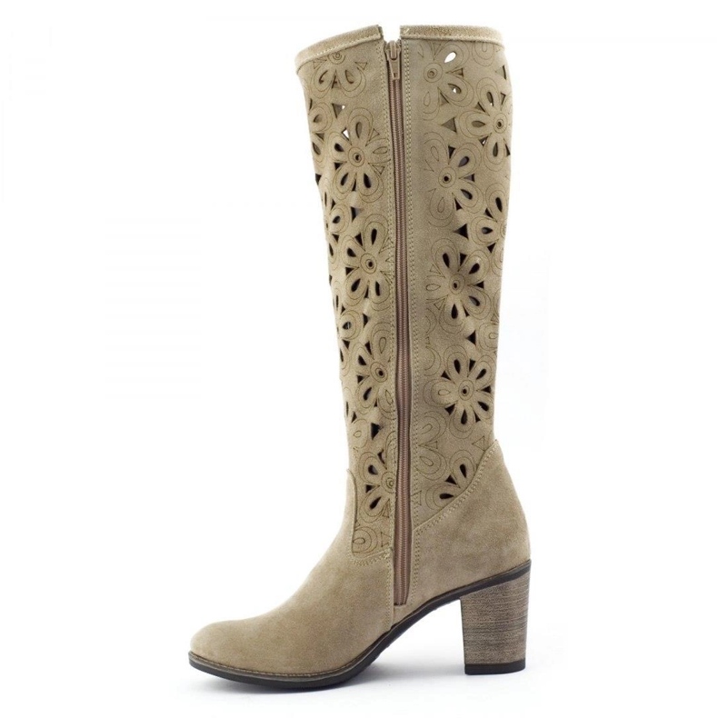 Olivier Stivali beige traforati con tacco alto 1