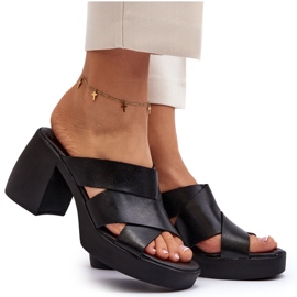 Zazoo 40373 Infradito in pelle con blocco, Nero 5