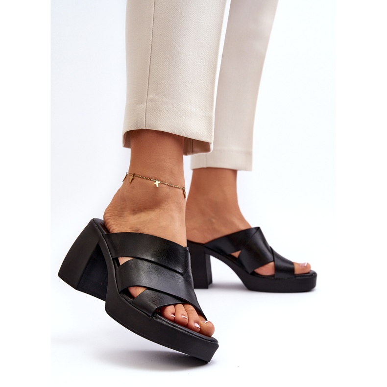 Zazoo 40373 Infradito in pelle con blocco, Nero 4