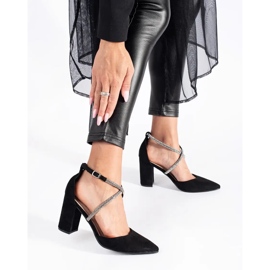 Décolleté nere in camoscio con paillettes nero 2