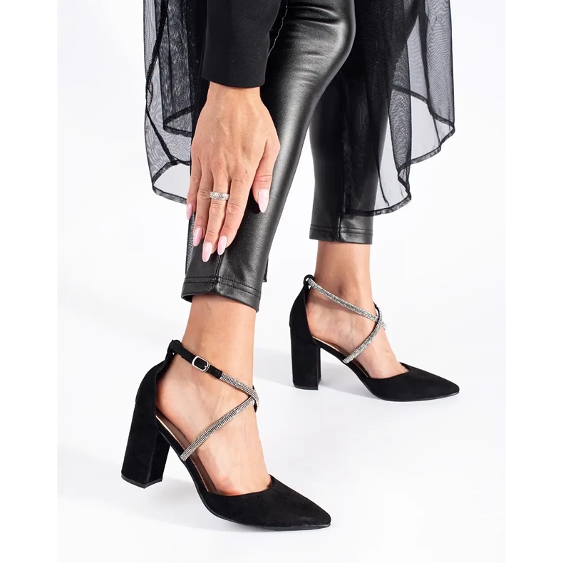 Décolleté nere in camoscio con paillettes nero 2