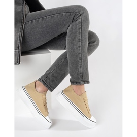 Sneakers da donna beige con suola spessa 2
