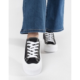Sneakers bianche e nere con suola spessa nero 2
