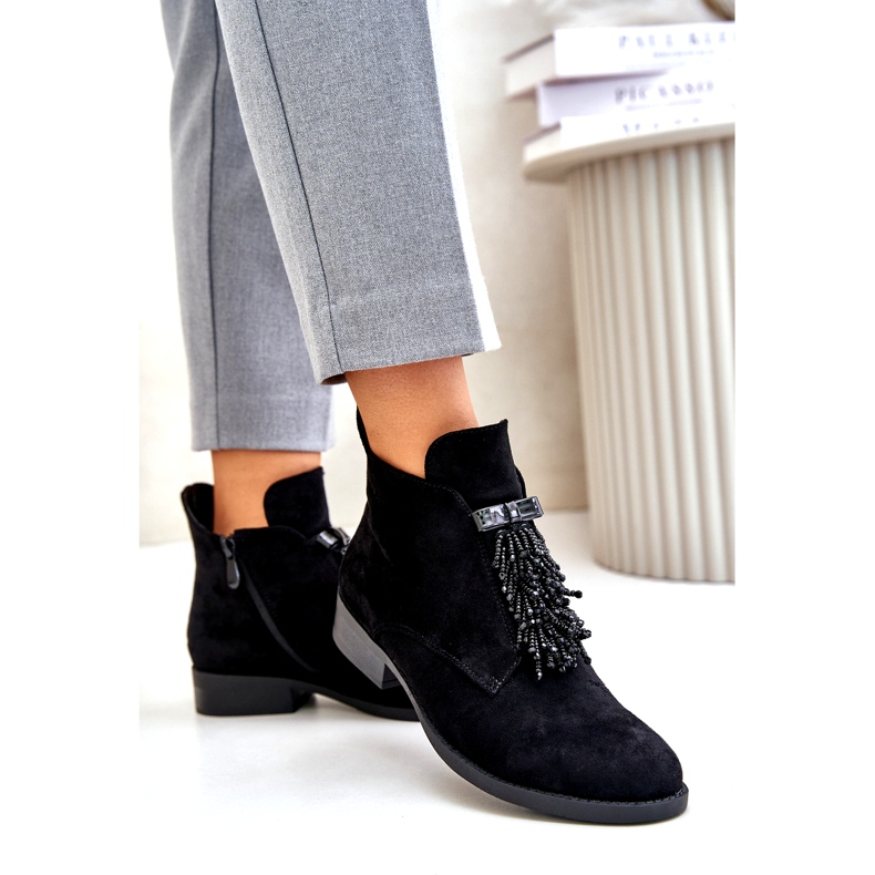 S.Barski Stivali da donna isolati con un ornamento con cerniera S. Barski Hy42-715 Nero 4