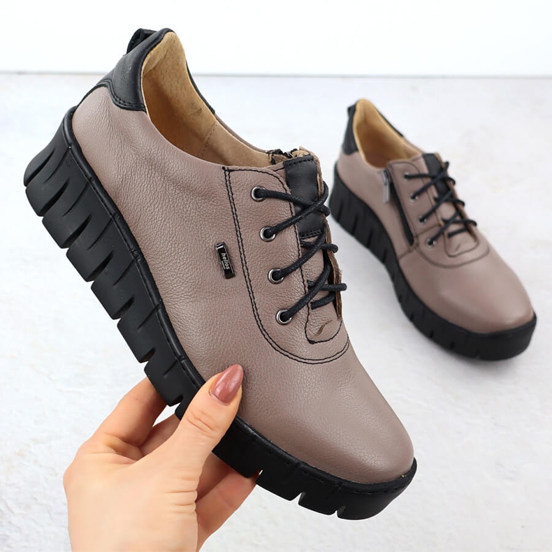 Scarpe in pelle da donna per Khaki Helios 420 marrone 1