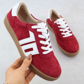 Scarpe sportive da donna in pelle rossa Vinceza rosso 1