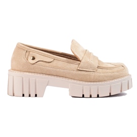 Mocassini Shelovet da donna in camoscio beige 2