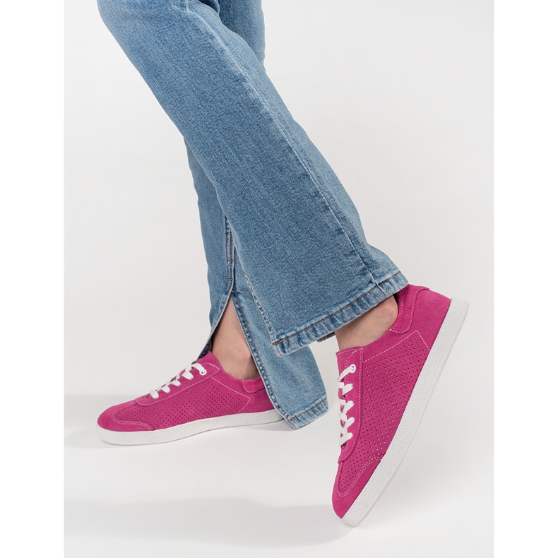 Goodin Sneaker Openwork rosa realizzate in pelle naturale 1