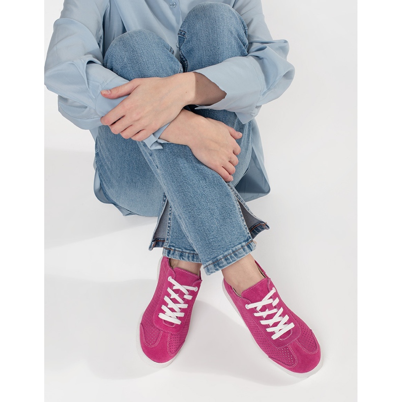 Goodin Sneaker Openwork rosa realizzate in pelle naturale 2